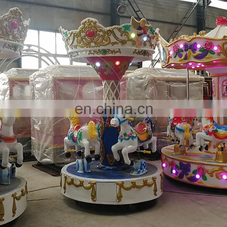 3 seats mini carousel horse rides for kiddie