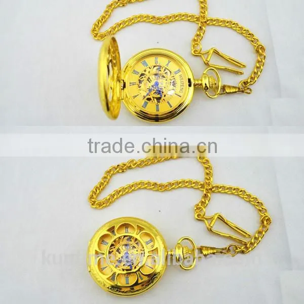 Golden Plated Watch Mechanica Reloj De bolsillo