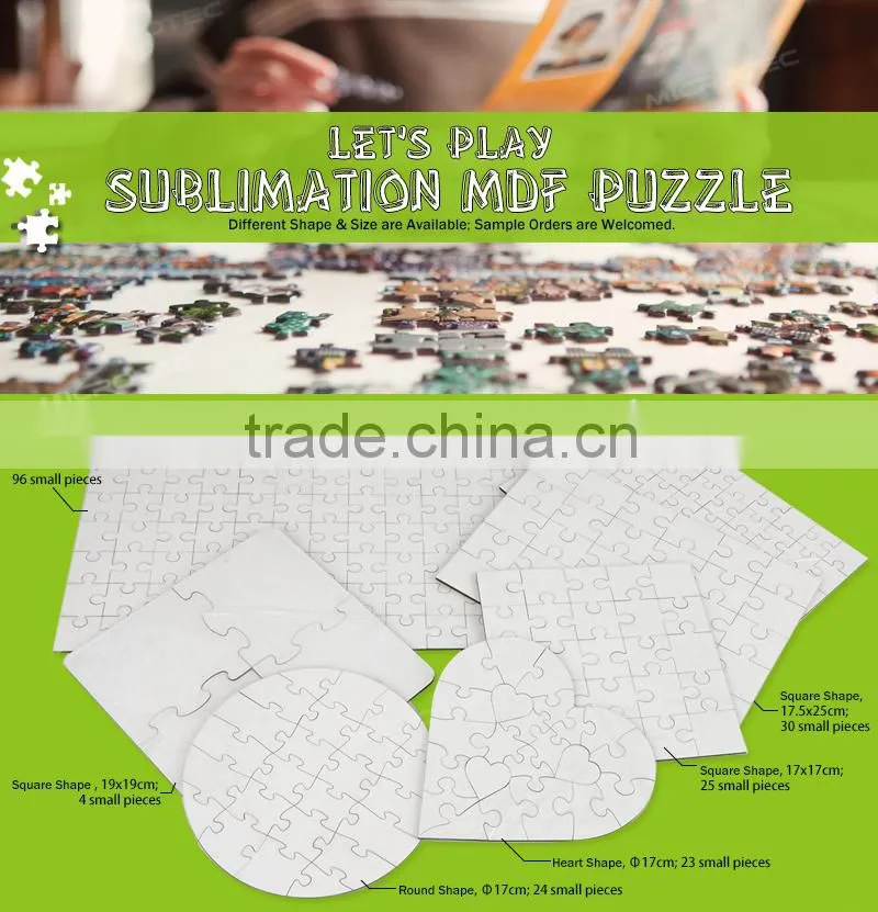 Many Designs Wooden Hard MDF Board Puzzle With Clock Puzzle Sublimated MDF Puzzle
