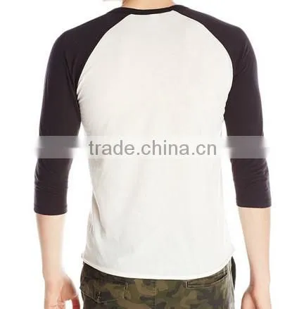 Design for Your Style 2015 High quality Plain 100%Cotton Custom men's 3/4 sleeve T-Shirt Apparel Manufacturer