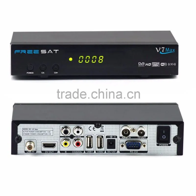 DVB-S2 Receiver FREESAT V7 MAX DVB S2 Support PowerVu,DRE, Biss key Cccam & Newcam