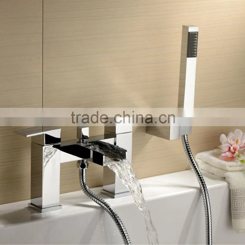 Waterfall Bathroom Basin Bathtub Faucet Freestanding Bath Filler Mixer Shower Mixer Taps