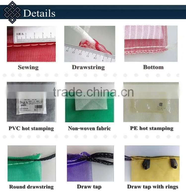 High quality mesh portioning bag for packing vegetables, fruits