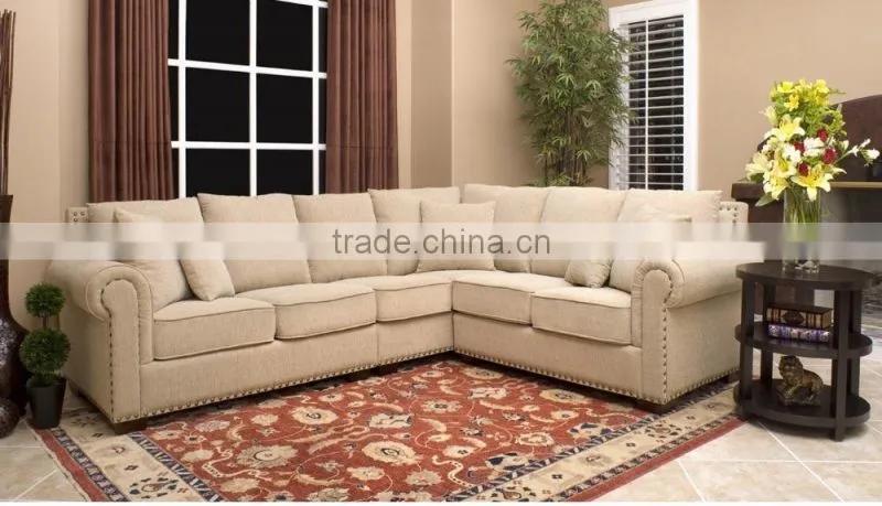 Fabric cover living room sofa set with metal nails XYN2054