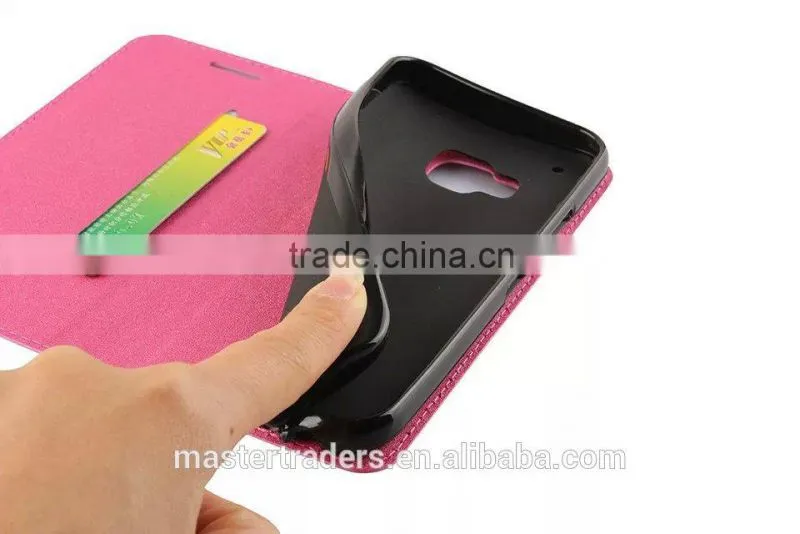 Frosted Auto Pull Flip Wallet PU Leather Case For HTC M9 MT-3024