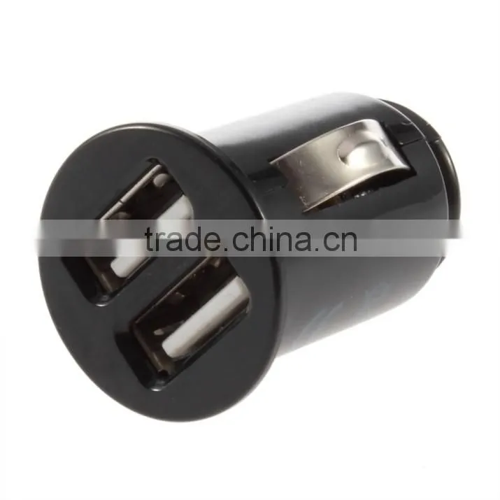 Micro Auto Universal Dual 2 Port USB Car Charger For iPhone iPad iPod 3.1A Mini Car Charger Adapter / Cigar Socket Black