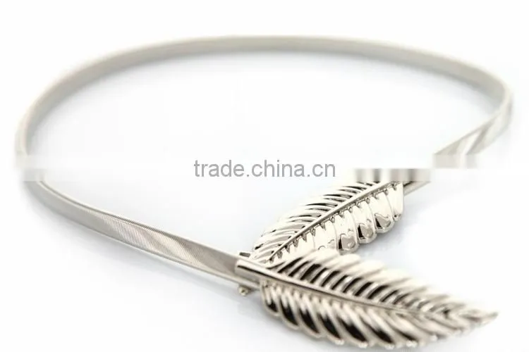 Skinny Elastic Personalized Luxury Women Metal Belts Bright Maple Leaf Chain Belt Decorative Iron Straps