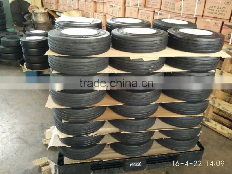 high quality baggage cargo solid tyres 4.00-8 on rims for airport