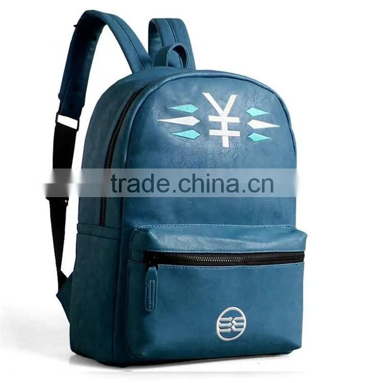 leather backpacks custom embroidery your logo teens fashion pu leather backpack