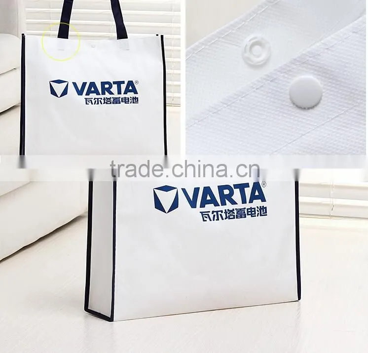 non-woven handle shopping bags button closure with silk printing