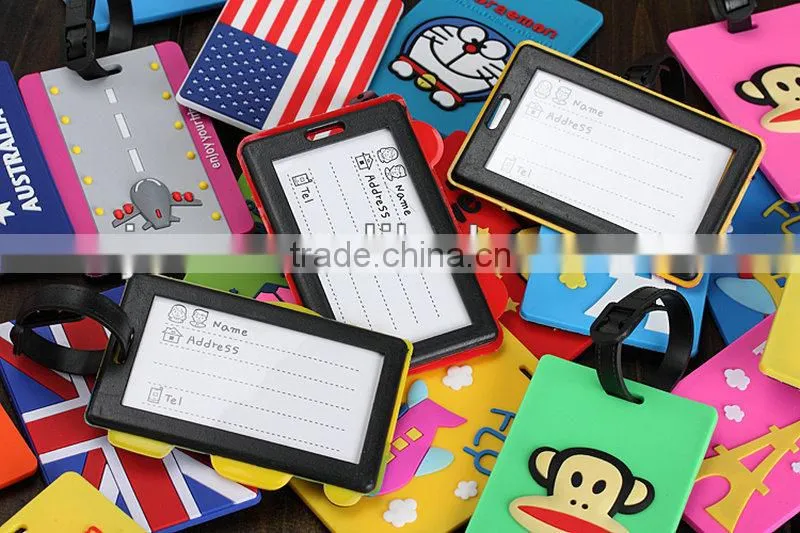 Custom design FDA Silicone embossed luggage tag blank name tag for promotion