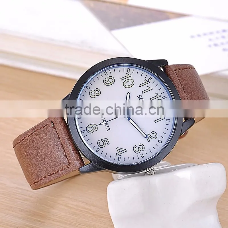 China Supplier Quartz Brown Leather Strap Sports Mens Watches
