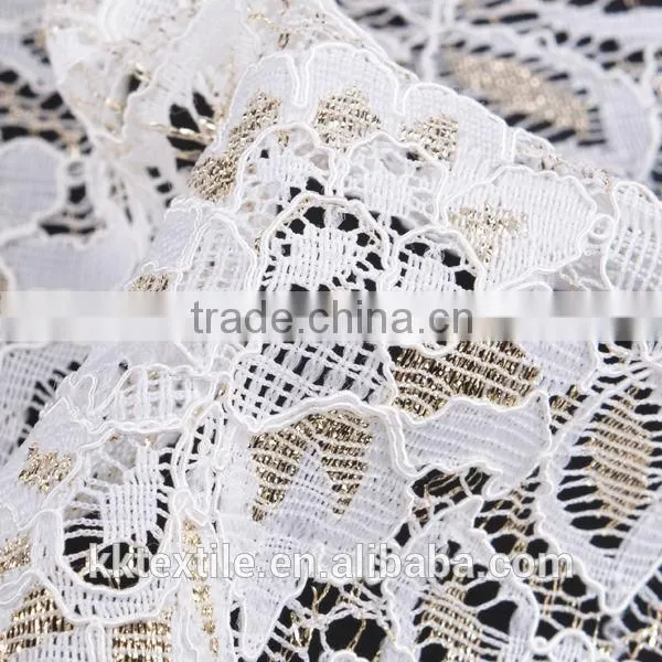 New arrival 50% Nylon 40% cotton 10%Metallic guipure lace dress fabric