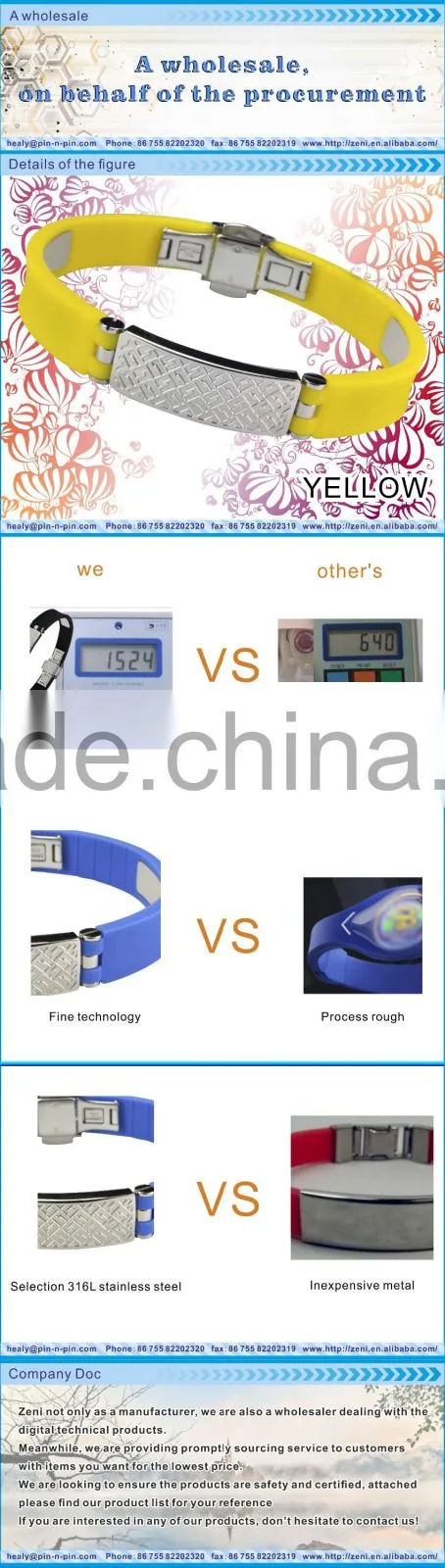 2016 Popular magnetic health care silicone bracelet