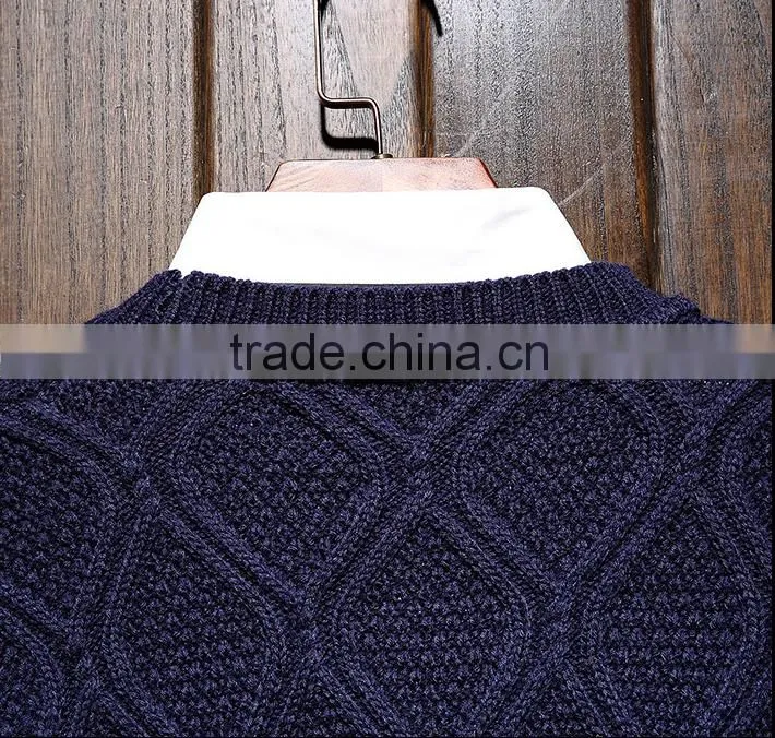 Fashion Leisure European style Men's long-sleeved sweater for cream colored cotton sweaters