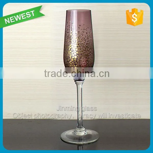 High quality colorful champagne glass fancy wine cup glass whlosesale customed color wine glass