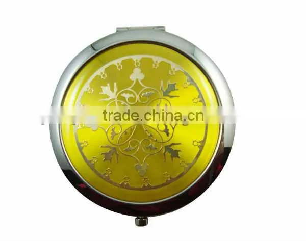 High-end round dual sided compact pocket metal miror with various finishes