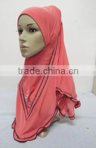 H266 new style one piece hijab with crystals