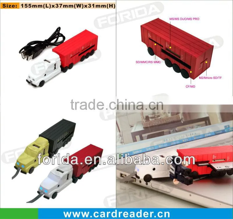 Truck style usb 2.0 hub combo card reader driver with usb cable