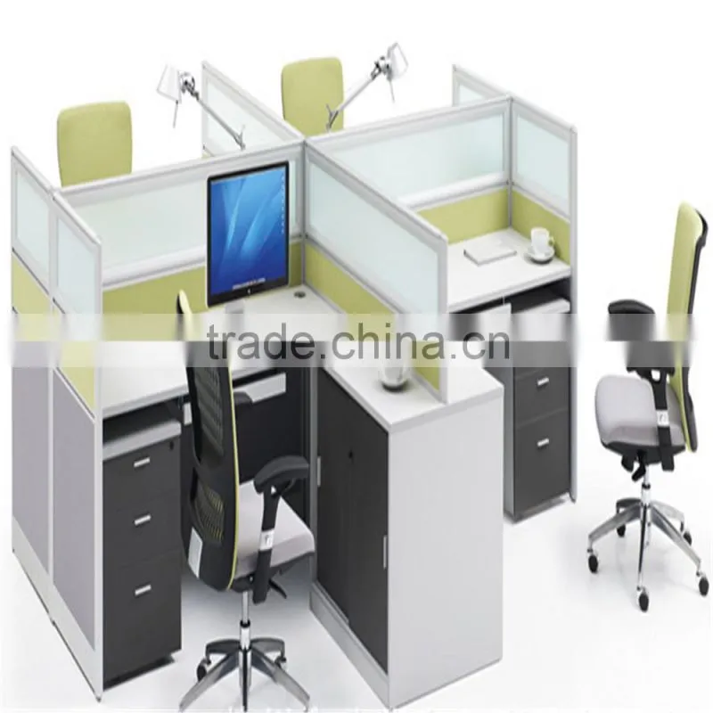 Modern Office Desks four People Wood Computer Workstation