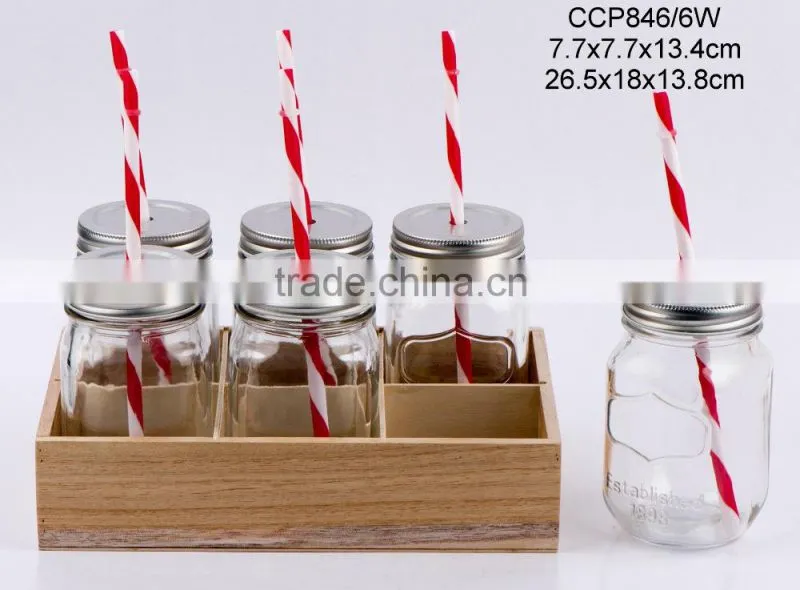 Glass bottle with wooden box(CCP738FS/6W)