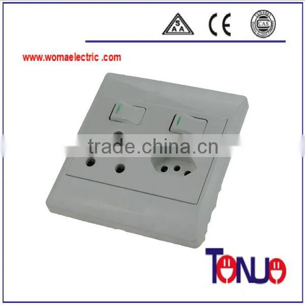 South African 15A socket with 2 gang switch