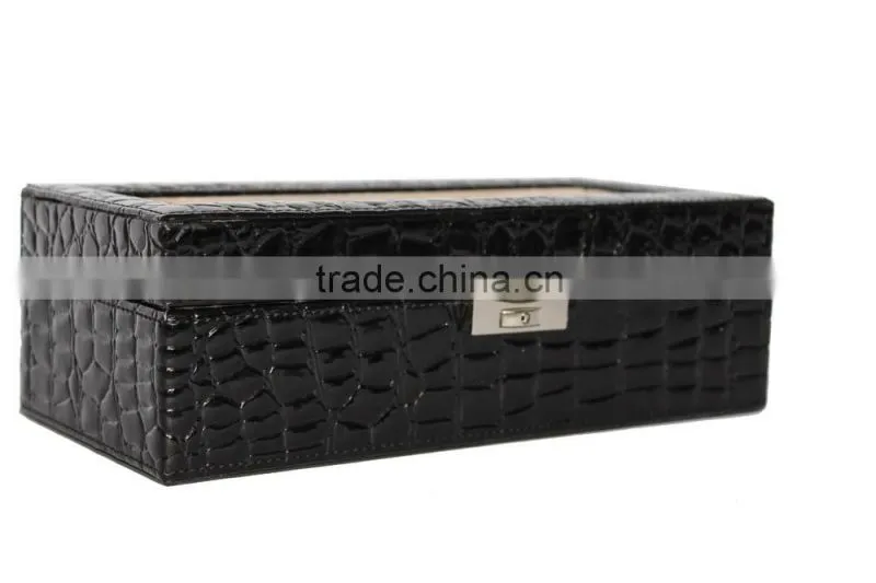 Customized Faux Leather Watch Box/Plastic watch case for 5 watches