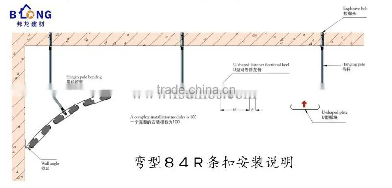 Aluminum windproof 85U-shaped strip metal ceiling