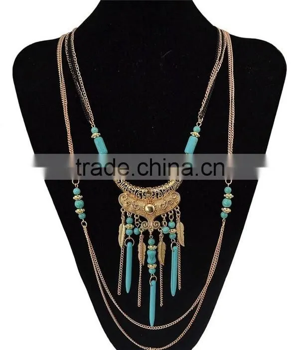 Wholesale multi layer bead necklace/tassel necklace pendant bead beaded fringe turkish