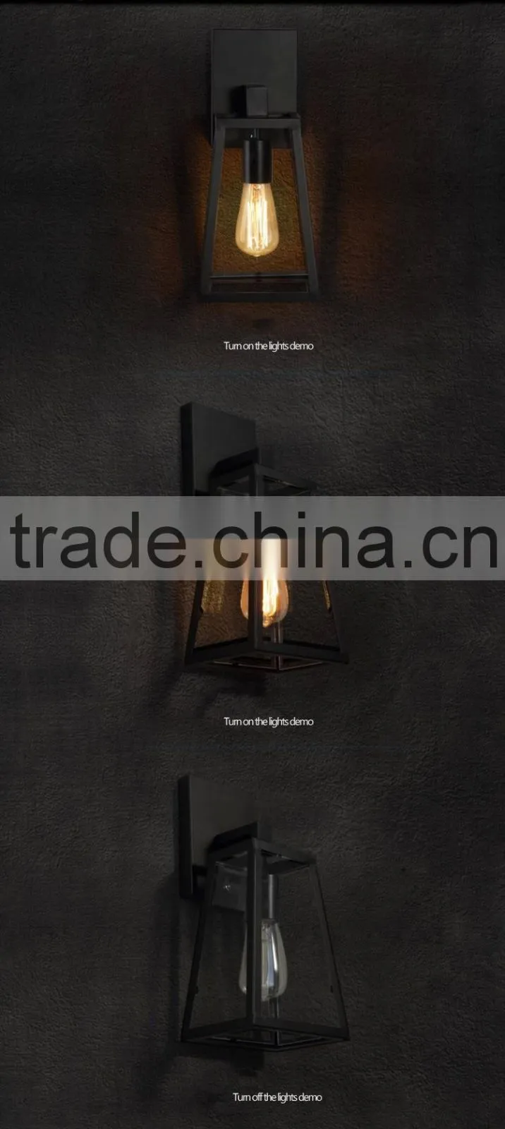 Hot Selling Outdoor Wall Lamps E27 Glass Aged Stell Wall Lamps
