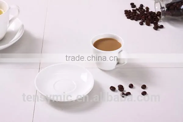 Fancy white porcelain sublimation coffee cup with saucer