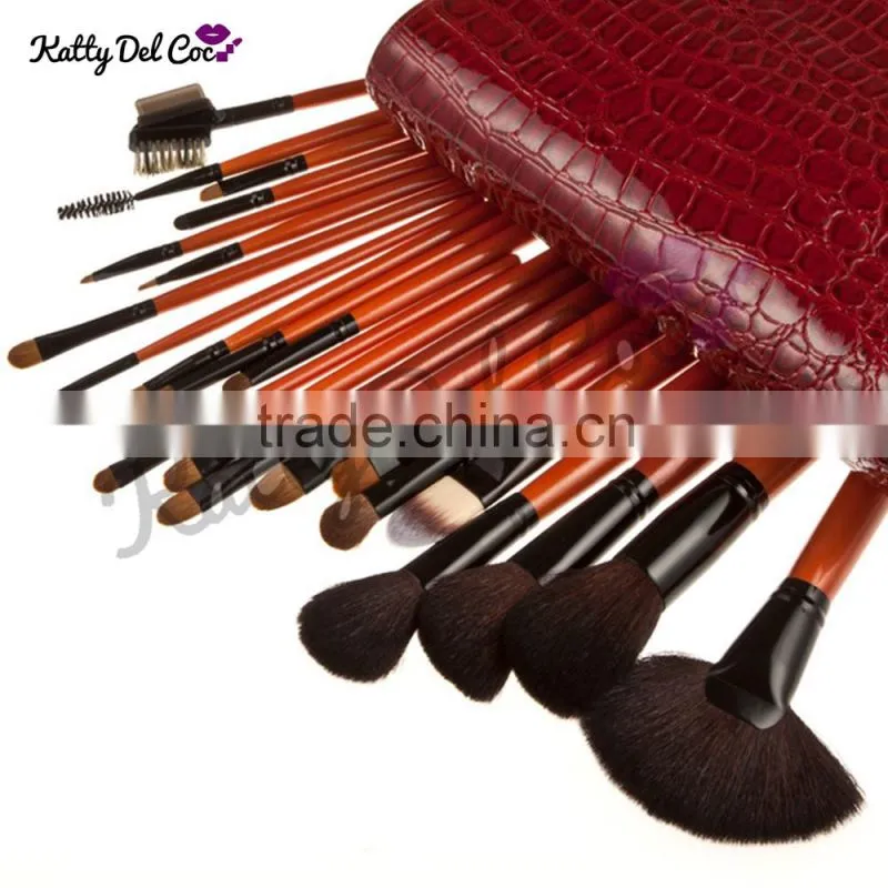 22pcs professional makeup brushes top grade goat rosewood Crocodile skin