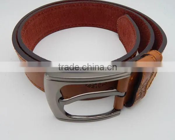 brown color cheap price PU leather belt for men cow hide factory direct eco-friendly material