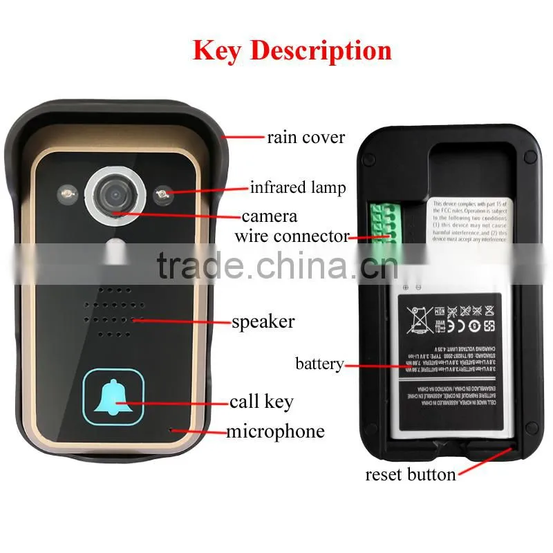 2.4G Wireless Video One Camera to Two Monitors Door Opening Device