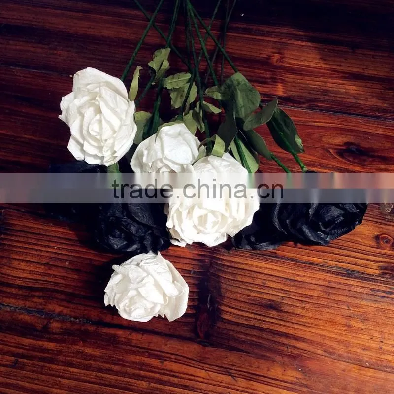 handmade paper rose, funeral decoration flower, black rose