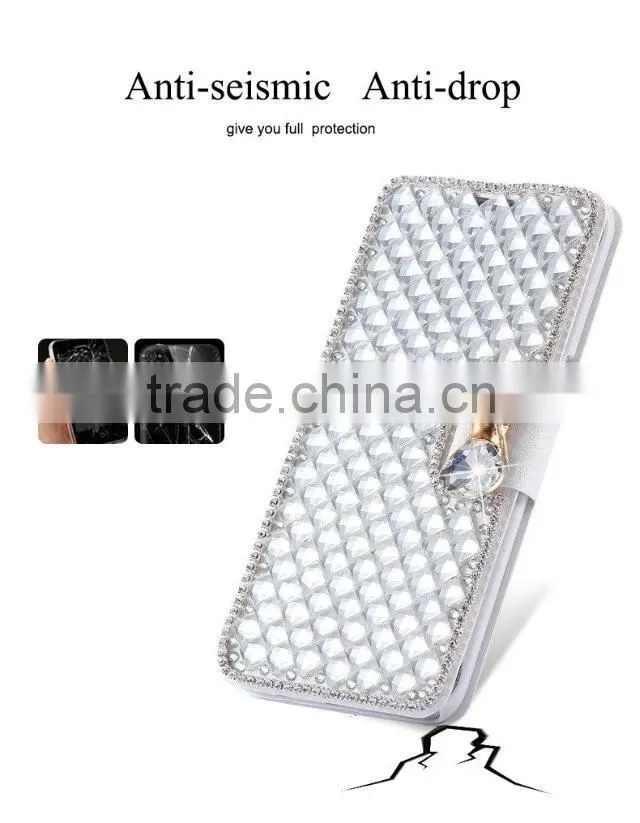 Luxury Leather Bling Crystal Diamond Bow Wallet Case for S7/S7 edge .For iphone 6/6s bling crystal wallet case