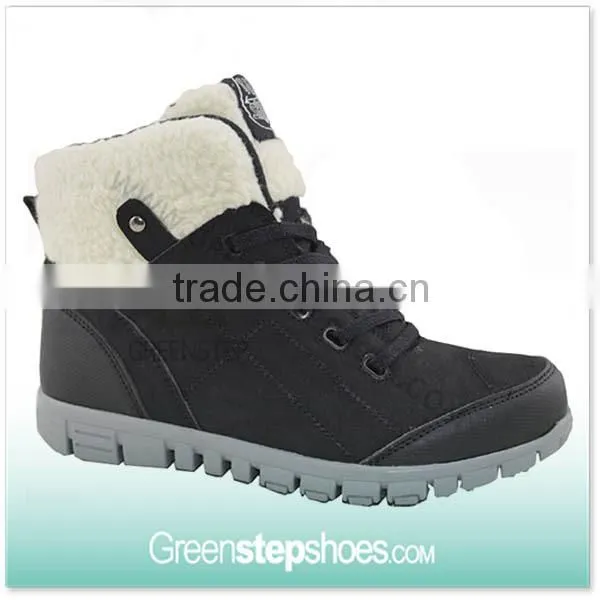 New Gray Cow Suede Leather Shearling Lace Up Ankle Boots