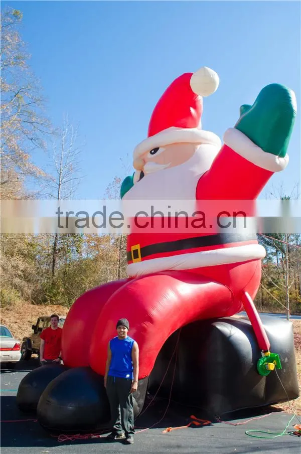8M inflatable santa claus sitting on chimney, inflatable christmas santa
