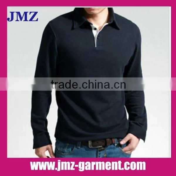 100% cotton plain white long sleeve polo shirt