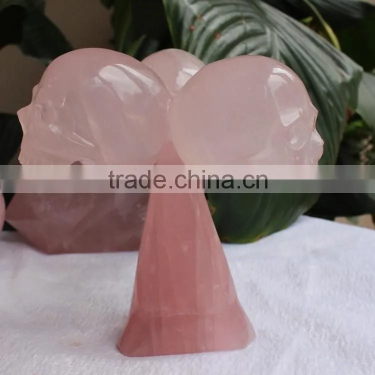 Natural rose crystal skull pink quartz crystal skulls for sale