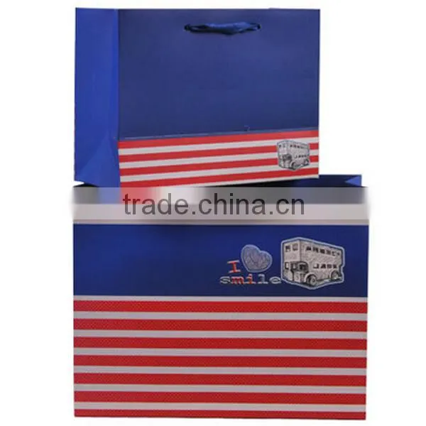 I Love Smile Blue Paper Shopping Bag