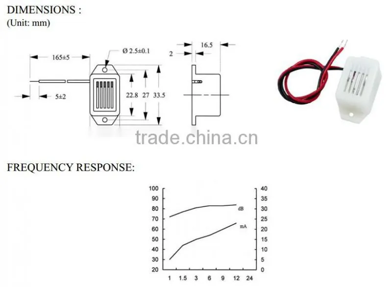 FB-06 6v small miniature piezoelectric buzzer with wire (FBELE)