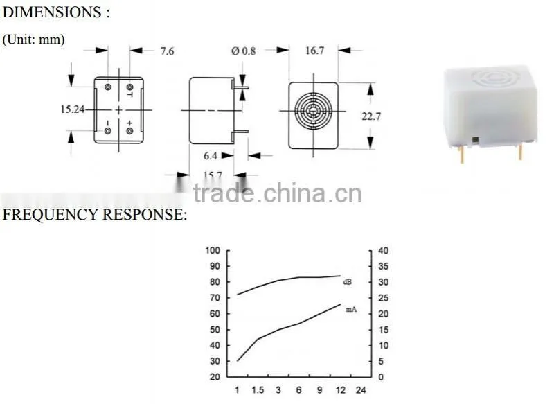 FB-24-4TP 24v small miniature SMD buzzer, piezoelectric buzzer with 2pins (FBELE)