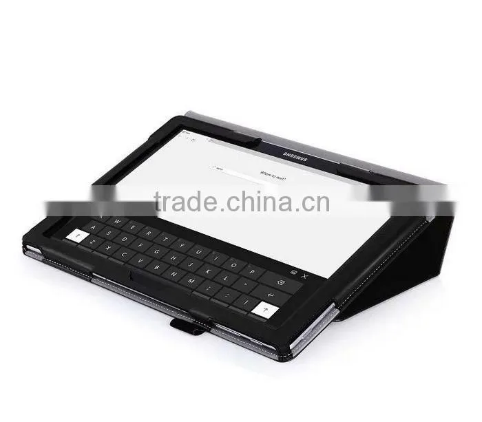 Leather book case for Samsung Galaxy Tab Pro S with Elastic Hand Strap, Card Holder, stylus