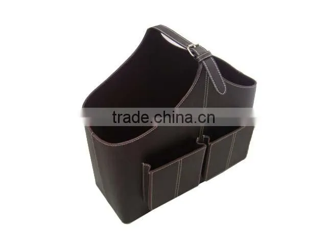 faux leather (pu,pvc) or genuine leather storage basket