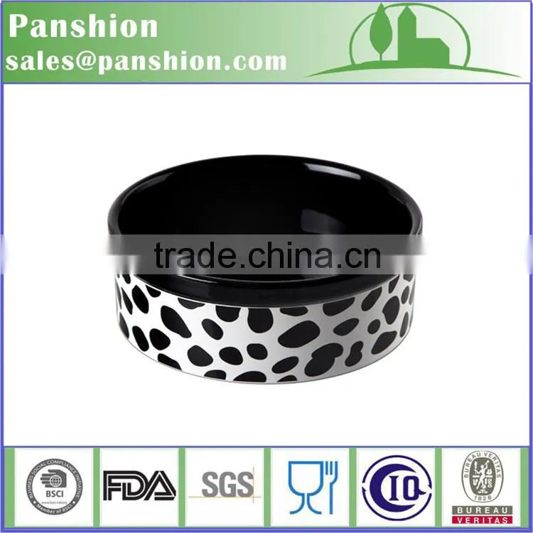 Round shape custom logo ceramic dog feeding bowl