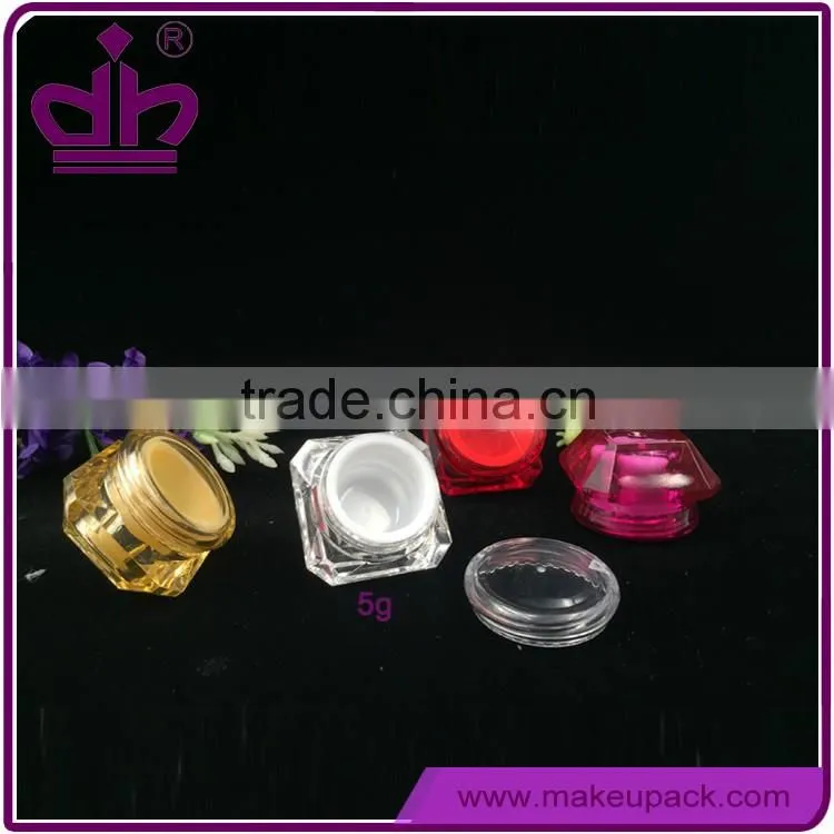 5g colorful plastic diamond cosmetic sample jar for sale
