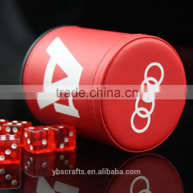 Custom Leather Dice Cup with Printed Logo