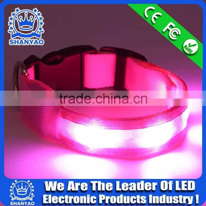 Blue Mini LED Light Leather LED Dog Collar Bulk