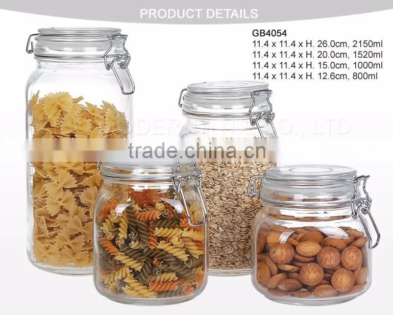 High Quality Clear Glass Candy Jar Set 4 Glass Cookie Jars Wholesale With Lid